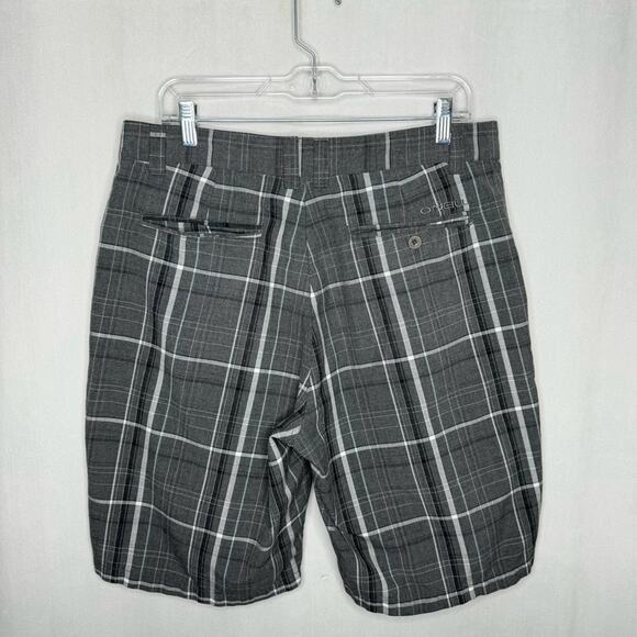 O’NEILL / gray white plaid flat front chino shorts / 34 - Picture 2 of 6